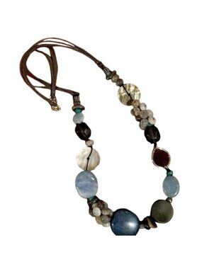 Silpada Silver Blue Quartzite Agate & Shell Watercolors Necklace N2228